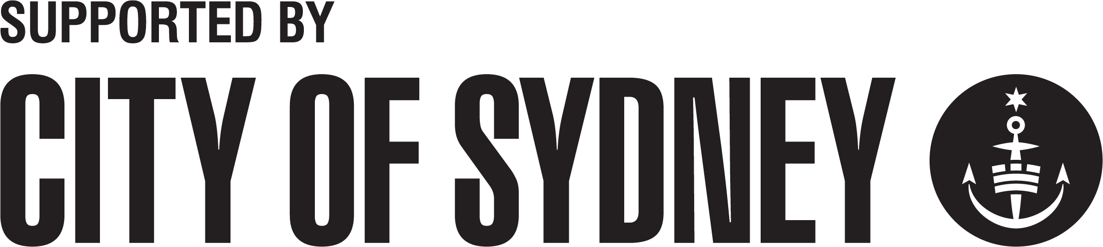 Supported by City of Sydney with city logo featuring anchor and star.