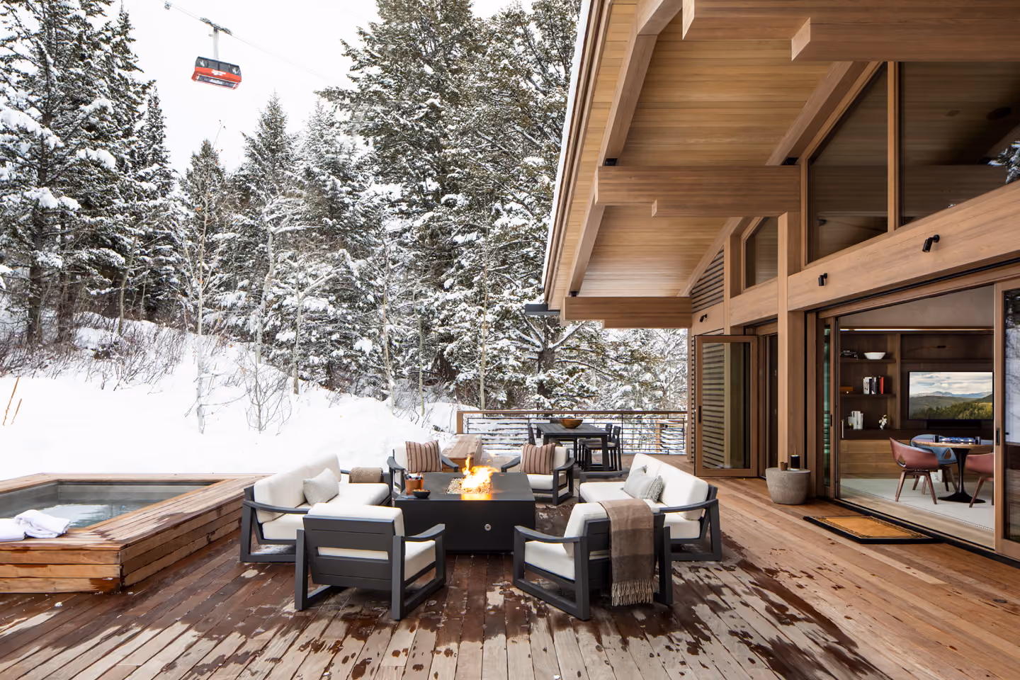 Back patio of Village Chalet home