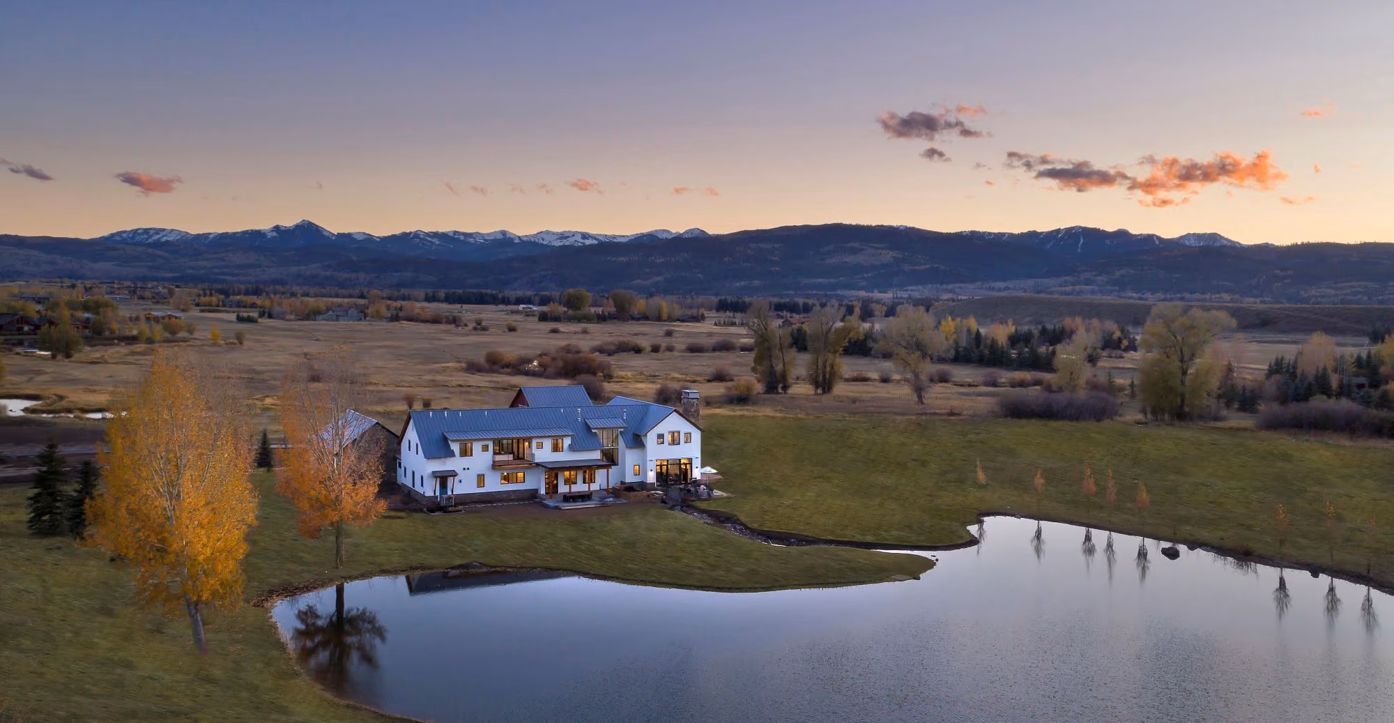 A modern farmhouse on an open Jackson Hole, WY meadow 