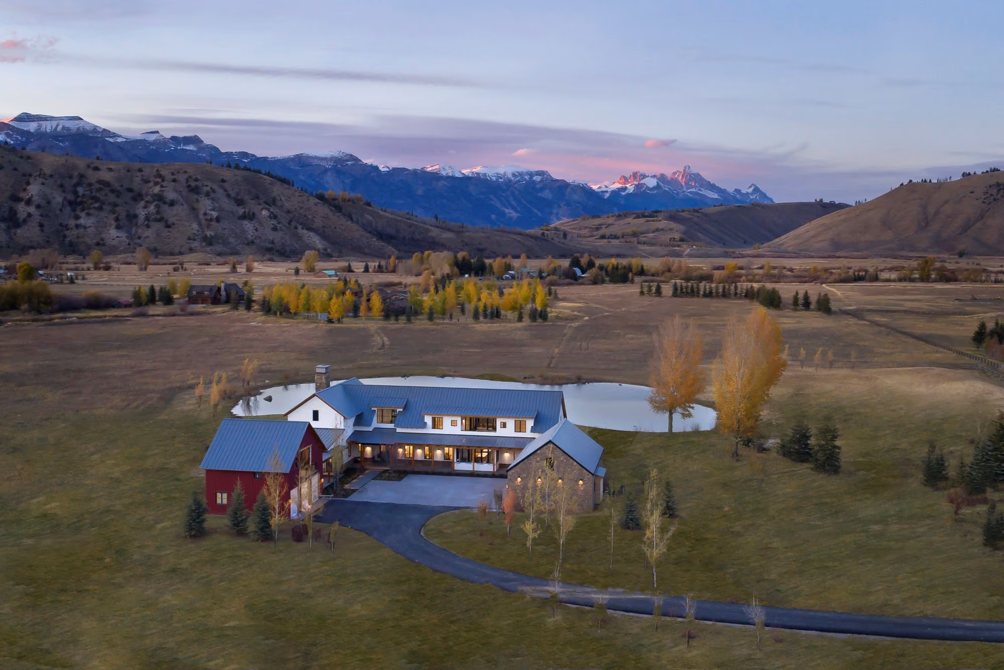 A modern farmhouse on an open Jackson Hole, WY meadow 