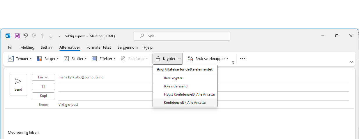 Kryptering av e-post i Outlook