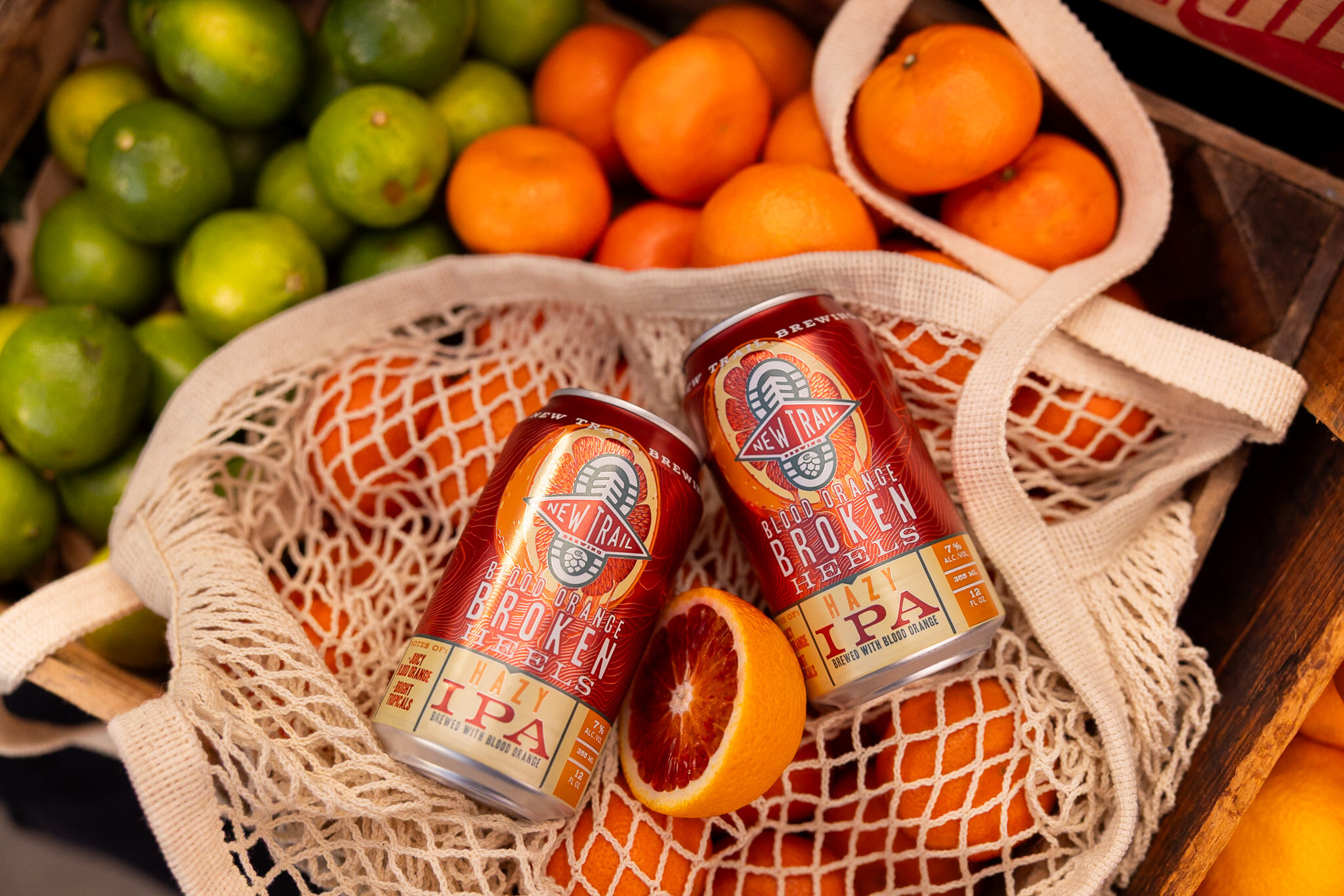 The haul, bags of cans and citrus