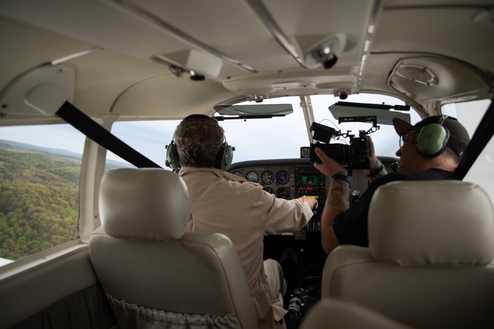 Filming from the cockpit on an aerial shoot