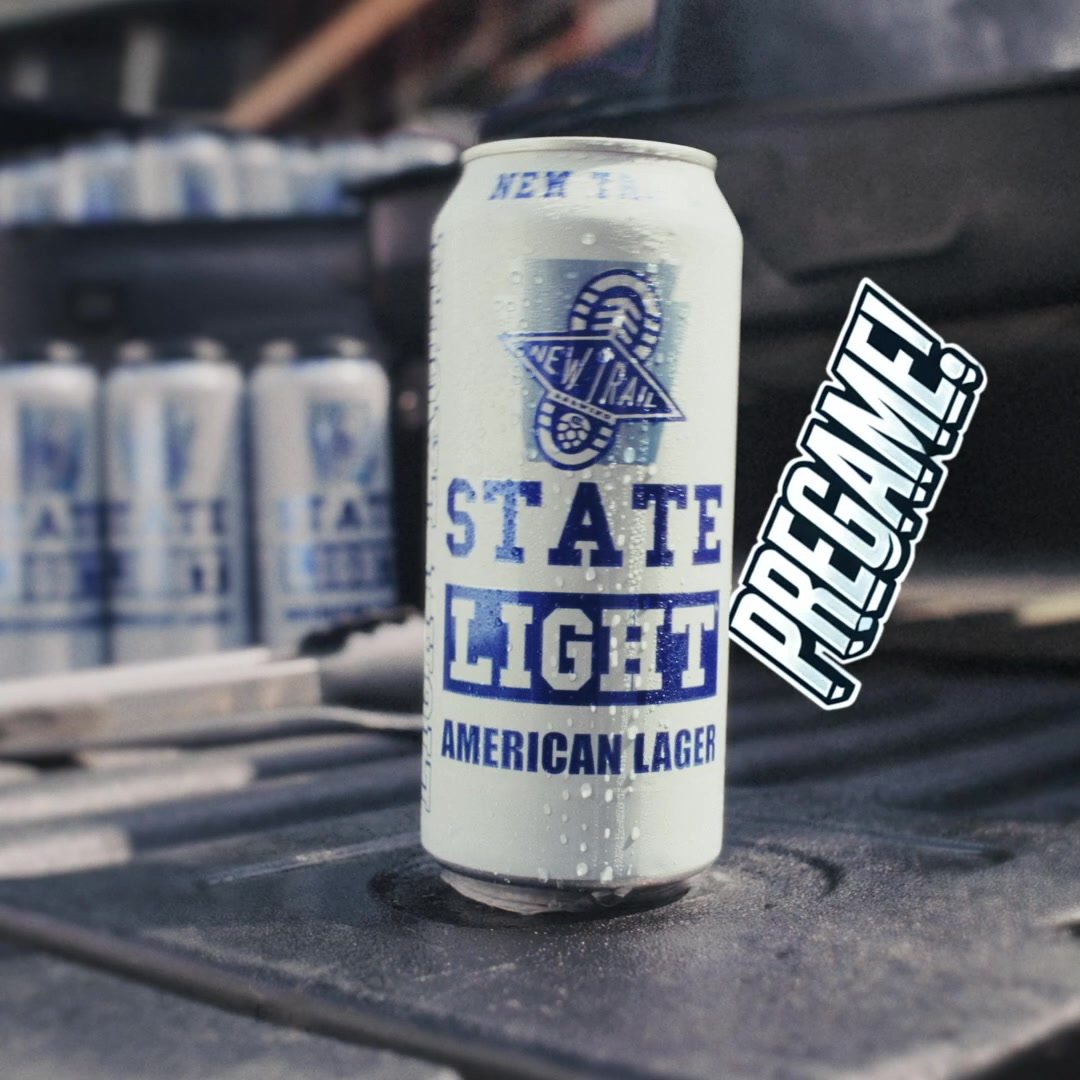 State Light can on a tailgate with Pregame graphic, square reel frame
