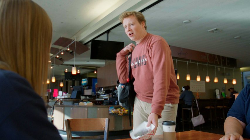 The host talks to camera at Cafe 1812
