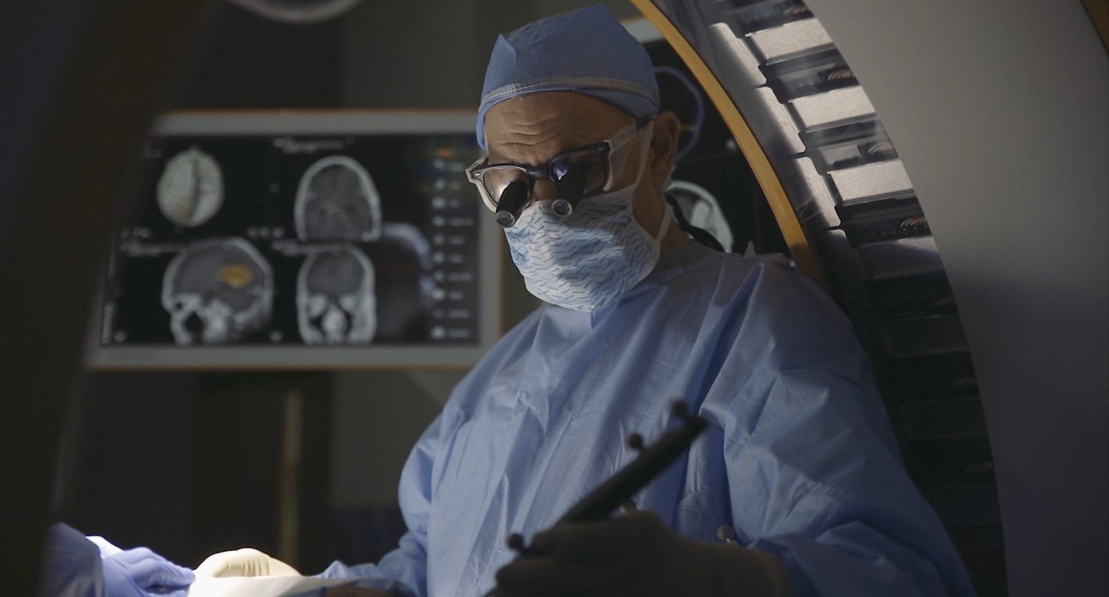 Surgeon at work in the operating room, film frame