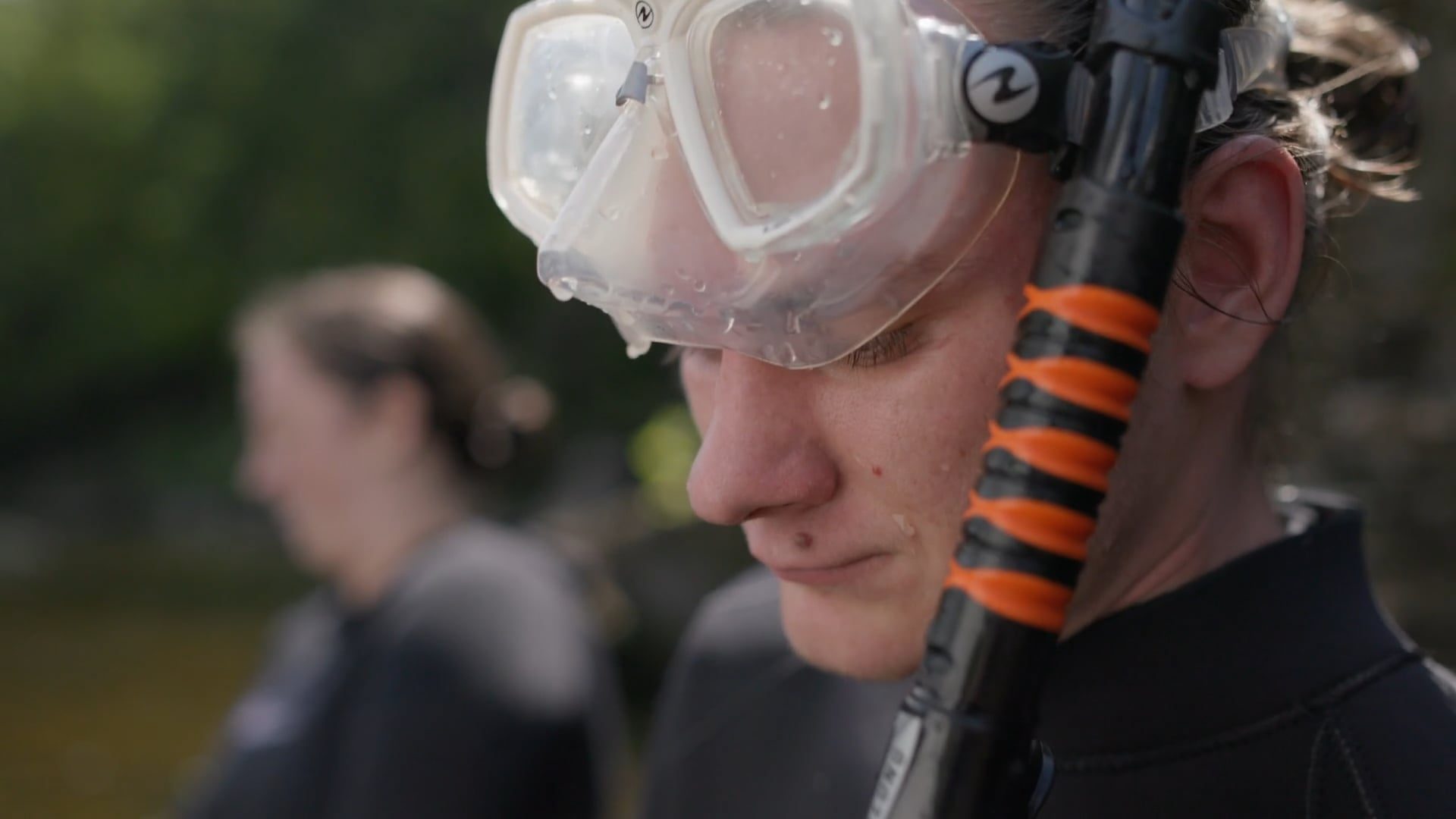 Snorkelers in the water for the Chesapeake Energy Hellbender film