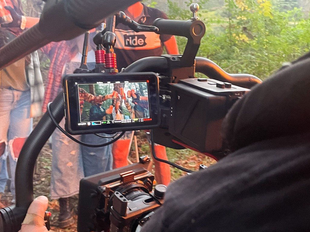 Custom camera rig on set for the close POV shots