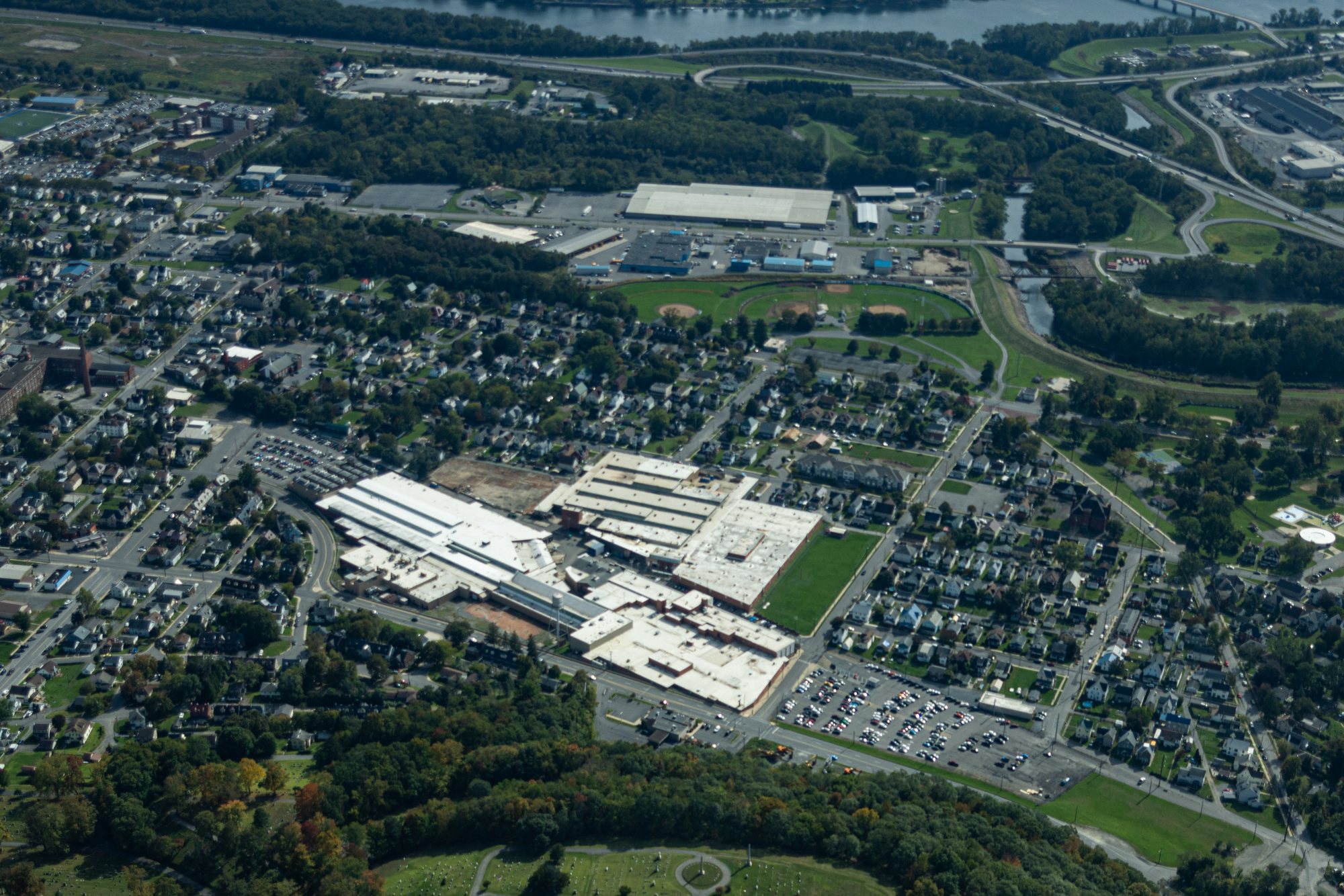 Aerial view of the Lycoming Engines plant in Williamsport
