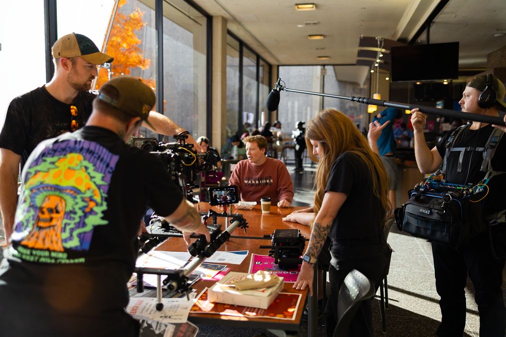 DMK crew filming on set