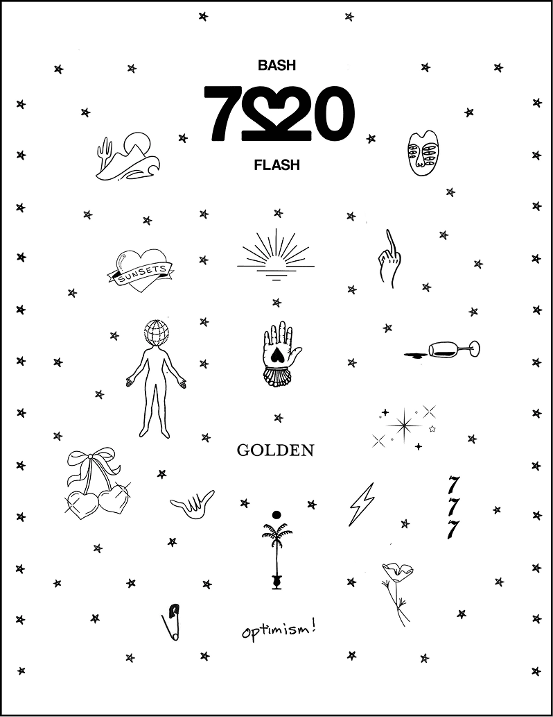 Custom flash tattoo sheet designed for a Tattoo Popups event.