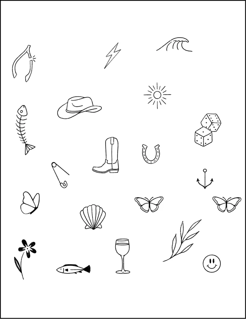 Custom flash tattoo sheet designed for a Tattoo Popups event.