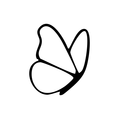 Simple black line drawing of a butterfly with wings outlined on a white background.