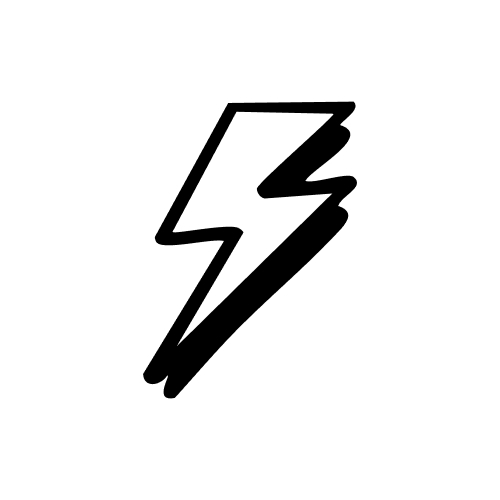 Black lightning bolt icon on a white background.