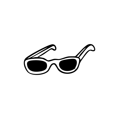 Black sunglasses with thick frames on a white background.