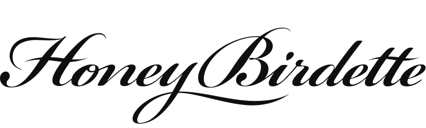 HoneyBirdette brand name in elegant black cursive script.