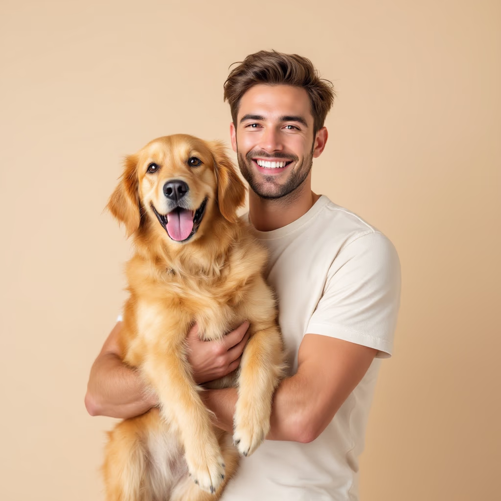 [headshot] image of a customer interacting with their pet