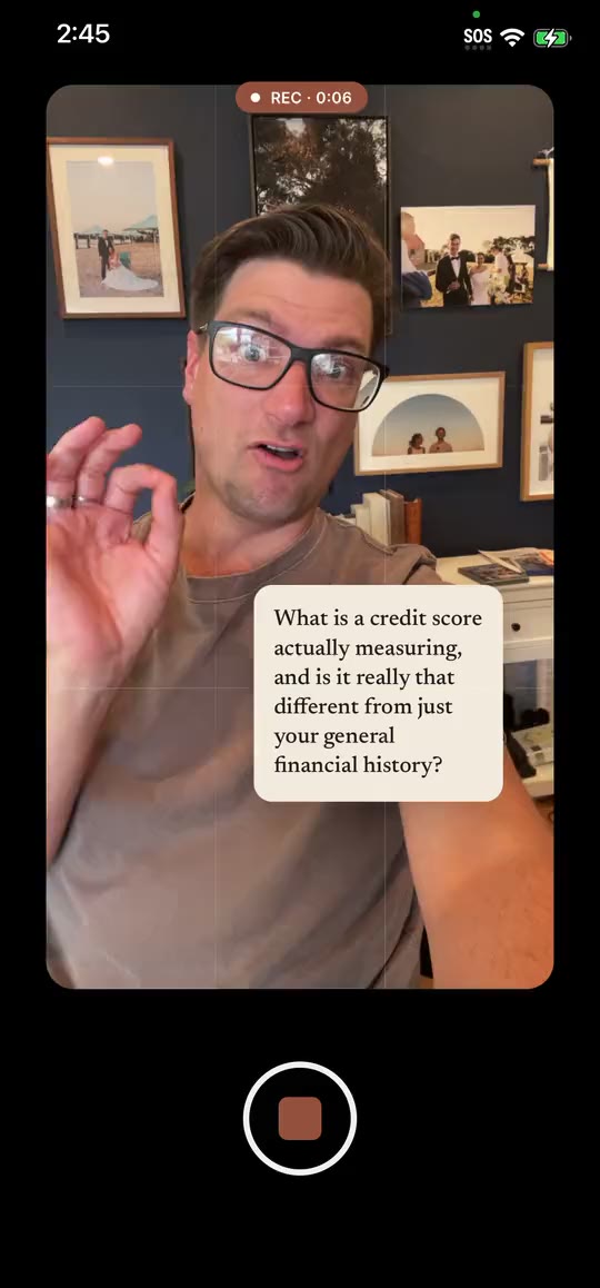 Recording screen with the question shown over the camera