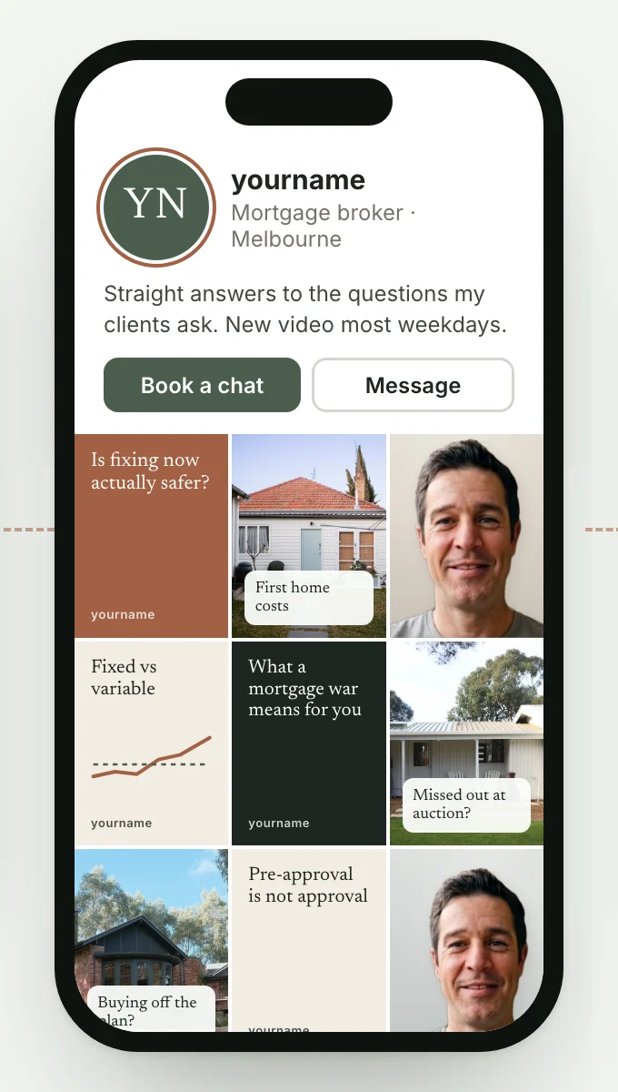 A broker's profile full of short videos answering client questions