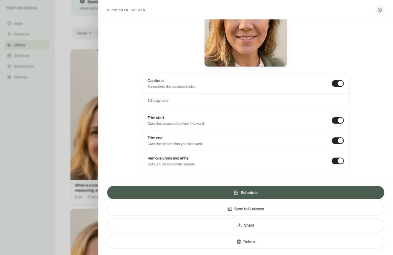 The edit screen in the Tention web app