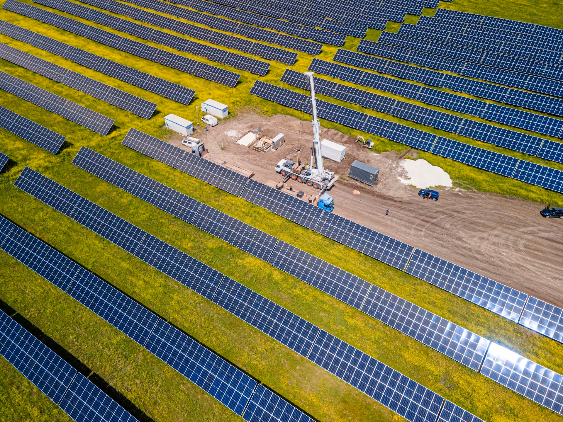aerial shot of solar panels