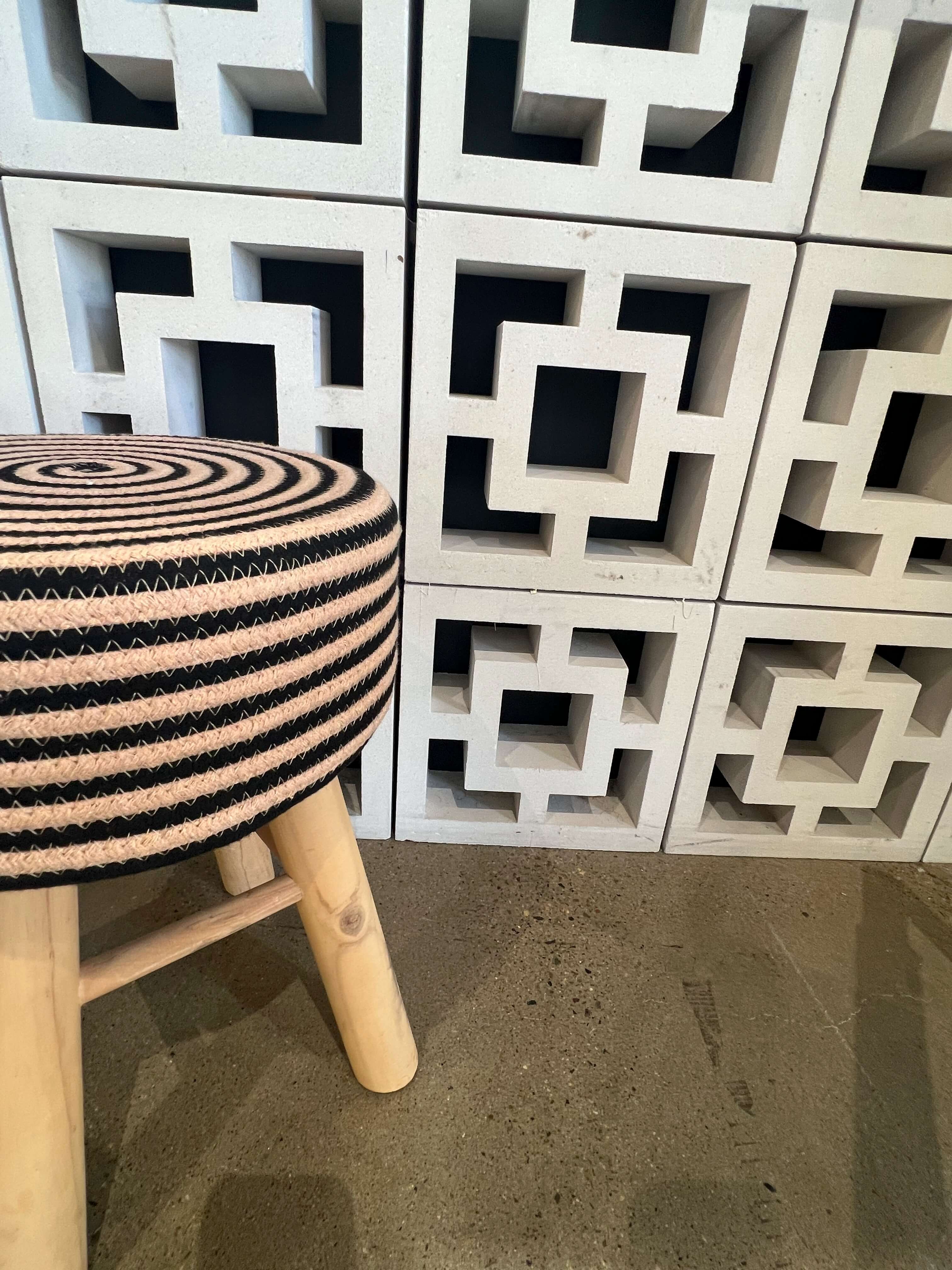 Stool and wall