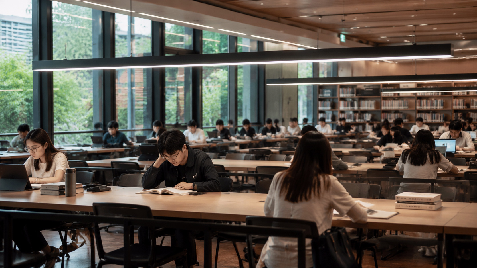 SUMLINK Study Focus Corridor — study room lit by a focus-enhancing linear light line