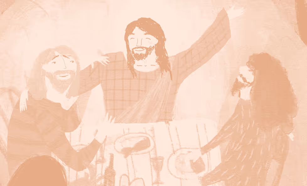 Ilustrace Jezise a jeho přátel