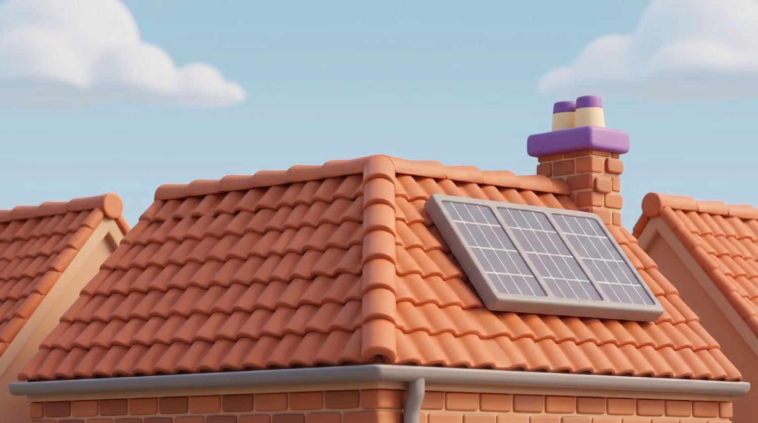 cartoon foto van dak met zonnepanelen