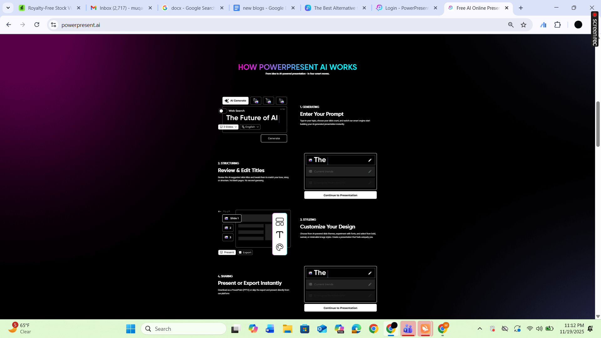 User Interface (UI) Simplicity PowerPresent.AI Works