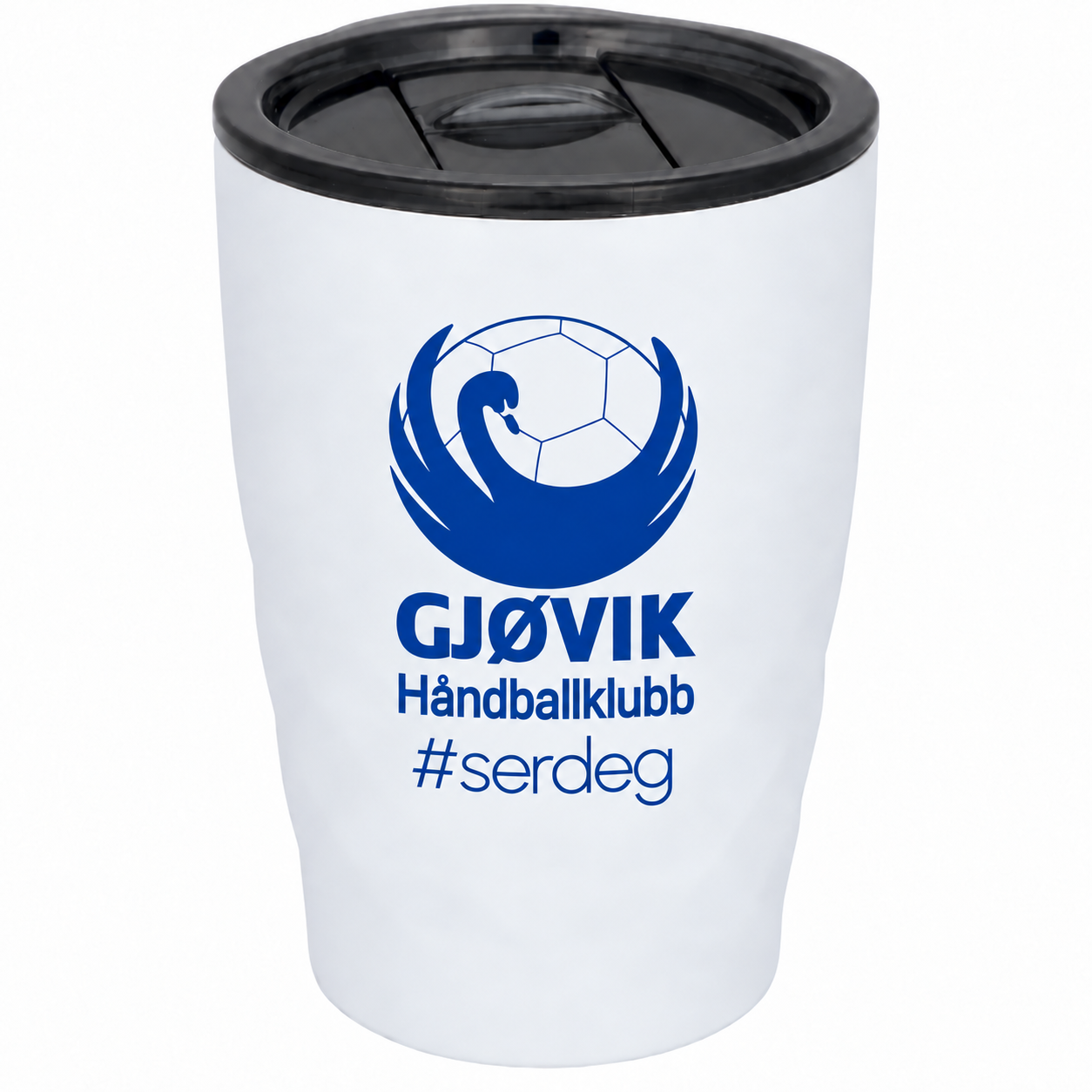 Termokopp med Gjøvik HK-logo og #serdeg