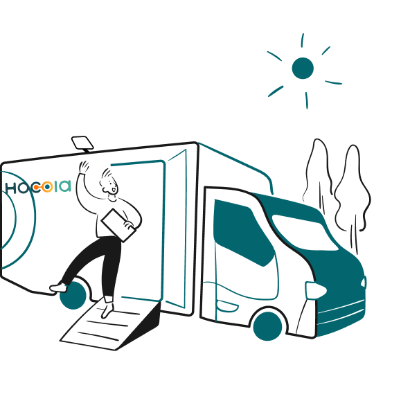 Patient devant le MédicoBus Hocoia