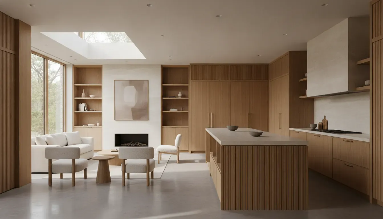 Cohesive kitchen and living area after a luxury whole-home renovation
