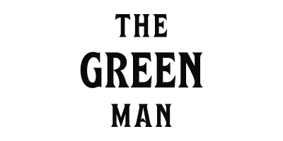 Black and white logo with stylized face and text elements in three stacked rectangles.