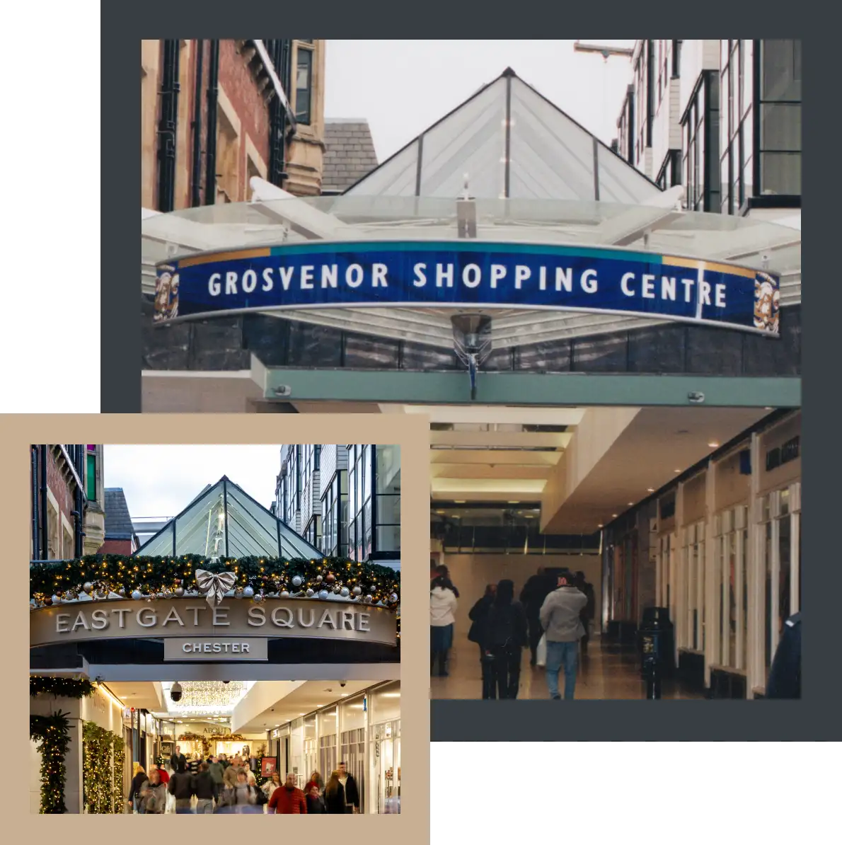 photo of the old entrance next to photo of the new entrance