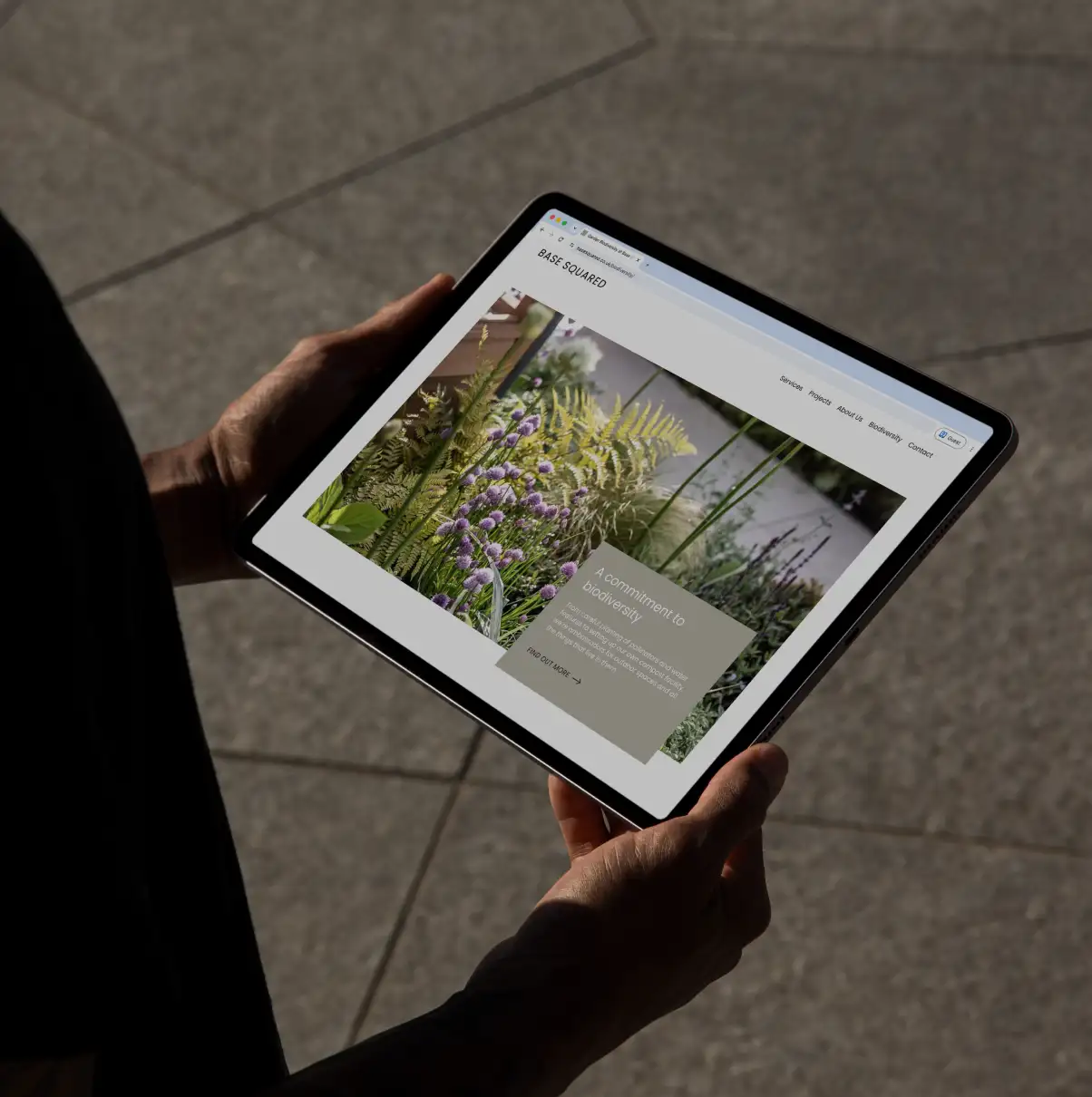 photography of the website design on a tablet device