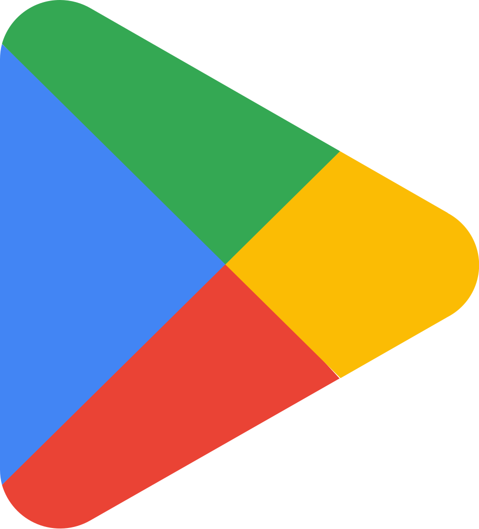 Google Play icon with blue, green, yellow, and red triangular shapes forming a play button.