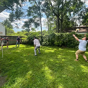 Team playing volleyball