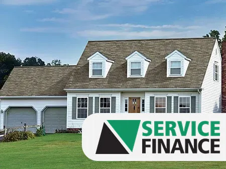 House with a Service Finance logo in the foreground