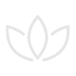 Minimalist white lotus flower icon with three petals on transparent background.