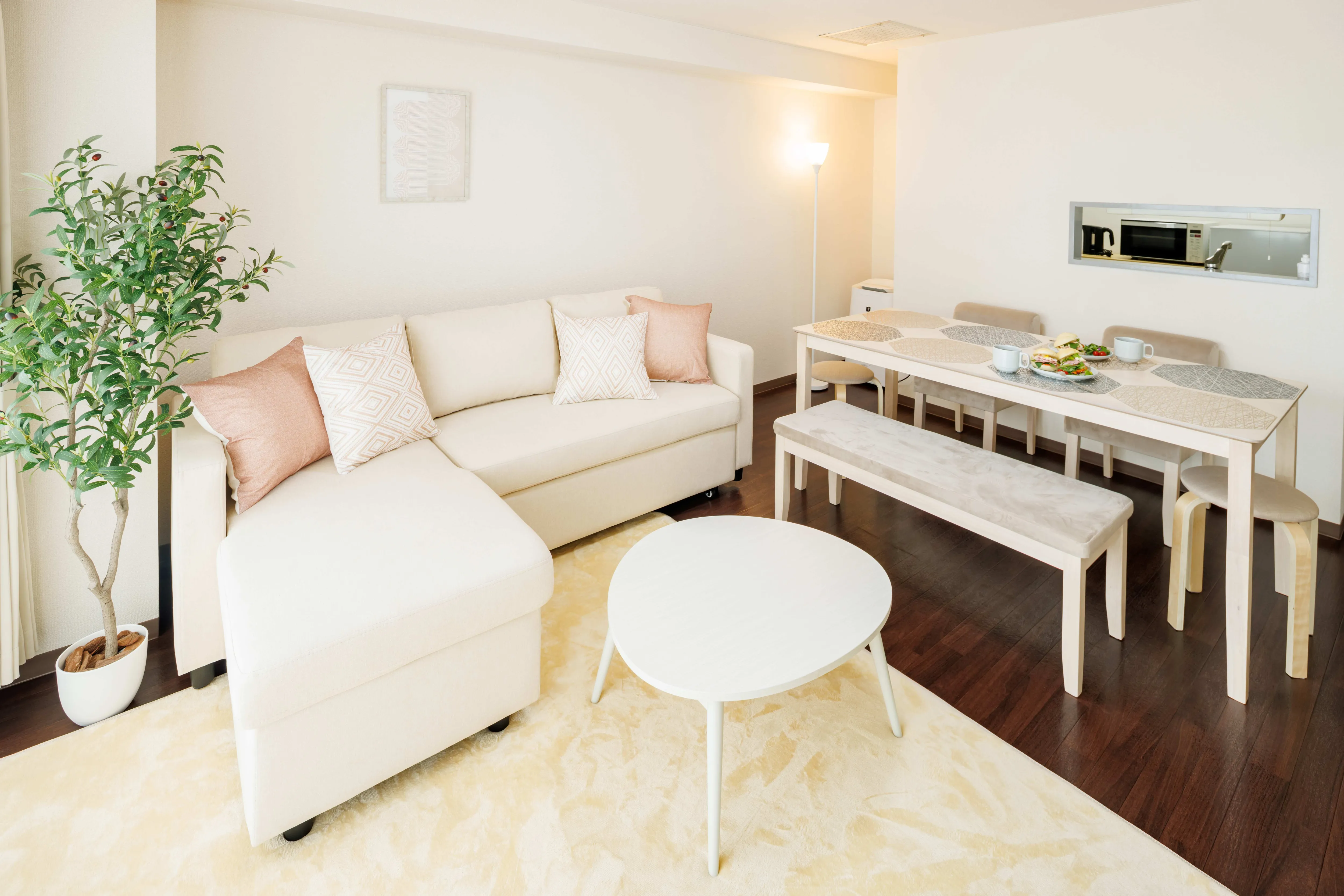 Living room of Room 201 at Residence 14.