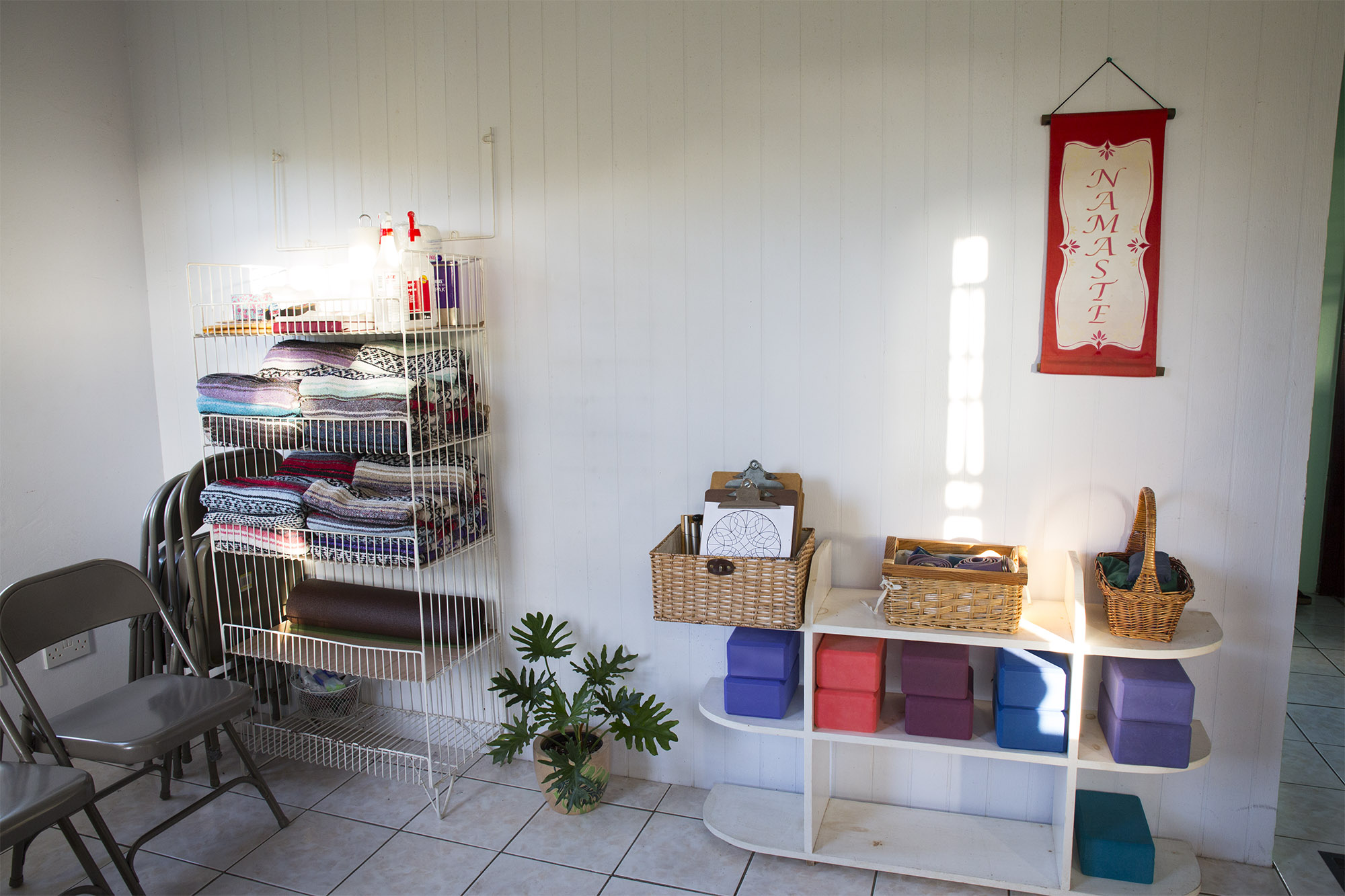 Yoga props and equipment at Spice Harmony Yoga in Grenada