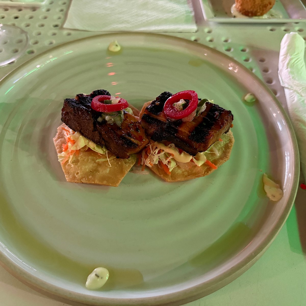 Pork belly tostadas at 61 West Restaurant Grenada