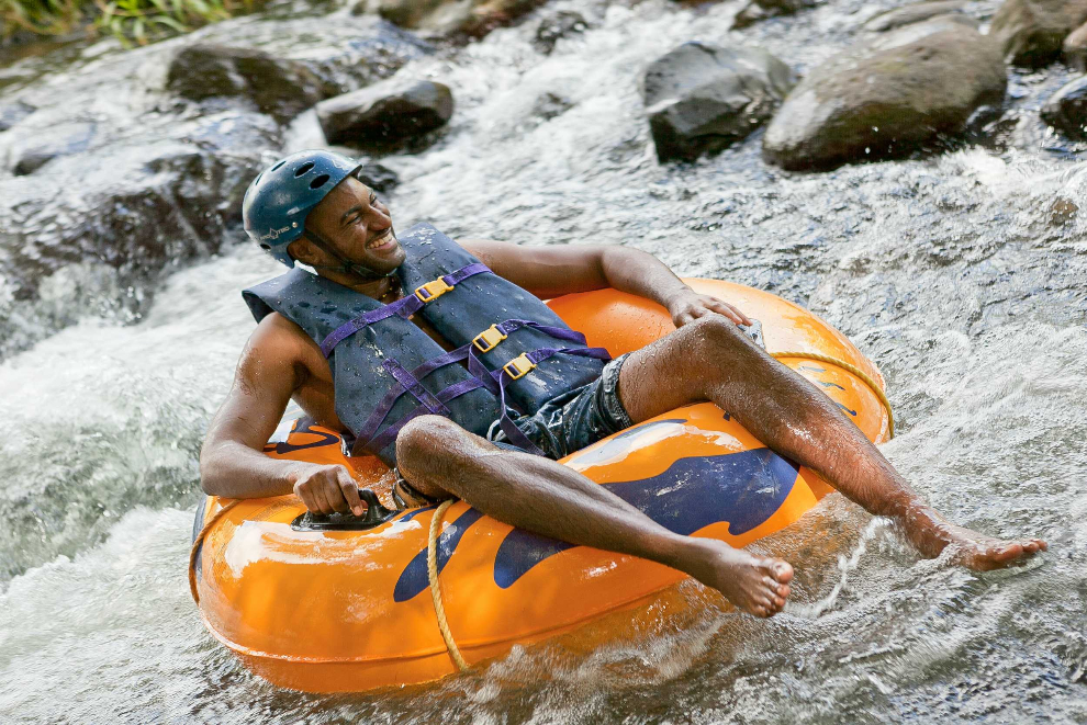 Balthazar River tubing through the rapids in Grenada