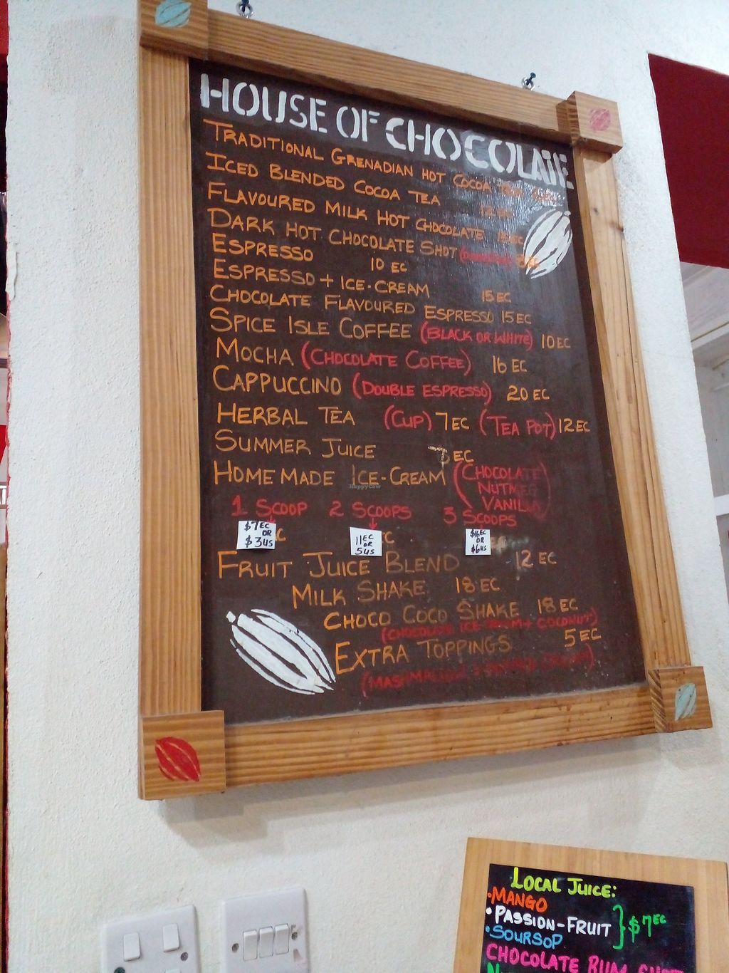 House of Chocolate Grenada cafe menu