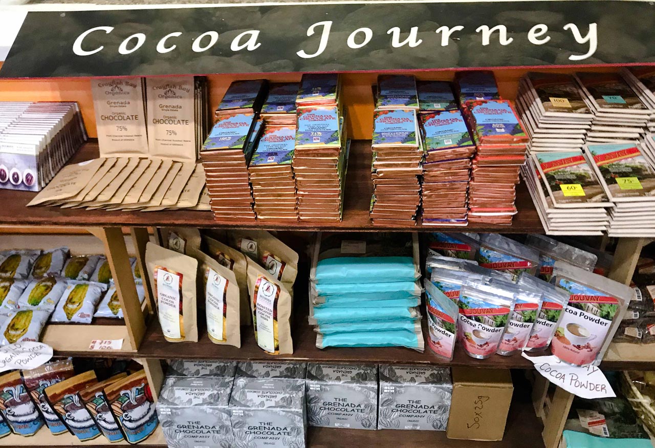 House of Chocolate Grenada local chocolate display