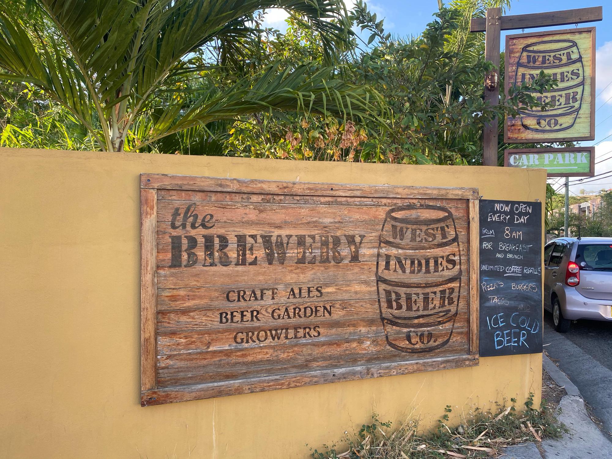 West Indies Beer Company brewery entrance in Lance aux Epines