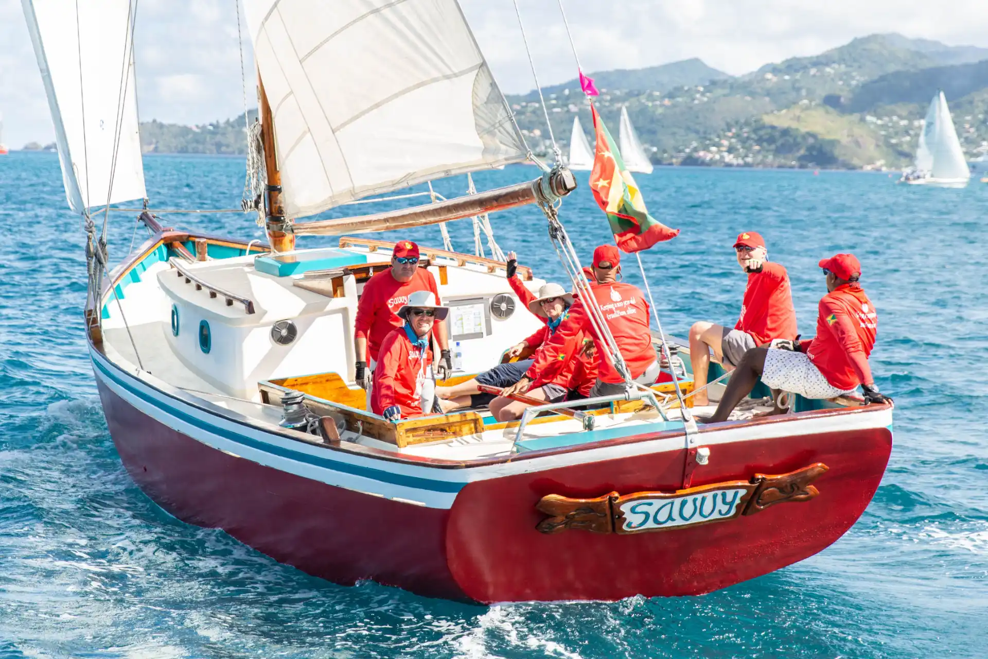 Group sailing aboard Savvy in Grenada