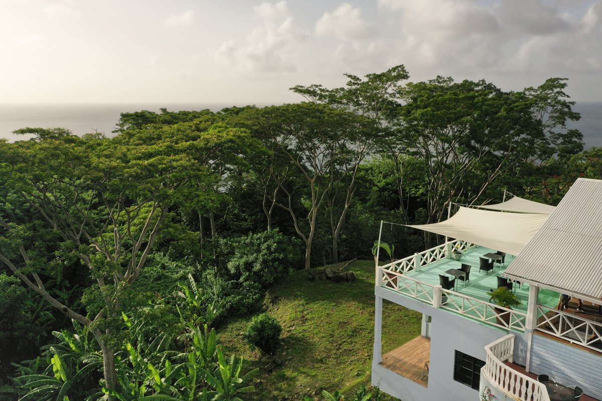 Mount Edgecombe Estate terrace and Caribbean Sea