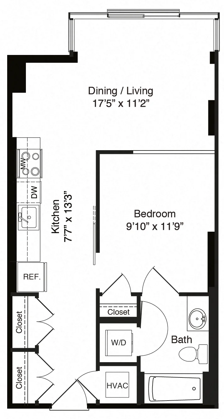 Lydian 400 studio apartment floor plan